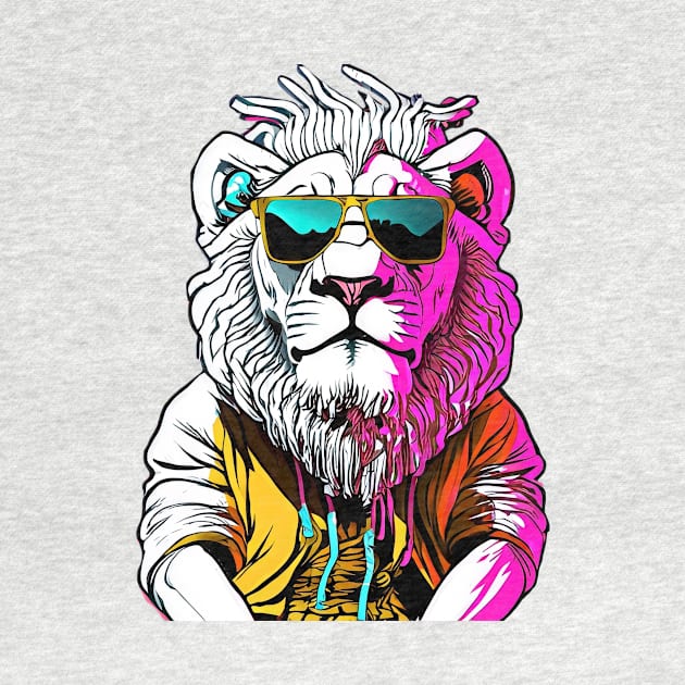 Concrete Safari: Lion's Selfie in Urban Gear by SkloIlustrator